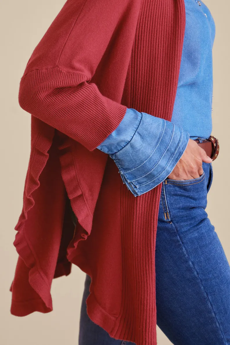 Soft Surroundings Draped Ruffle Cardigan| Tops|Toppers
