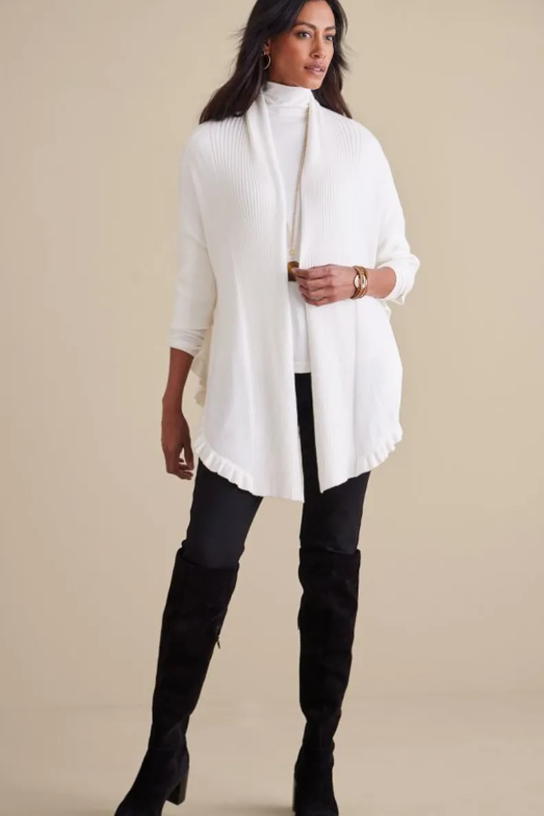 Soft Surroundings Draped Ruffle Cardigan| Tops|Toppers