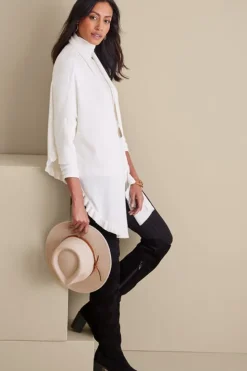 Soft Surroundings Draped Ruffle Cardigan| Tops|Toppers