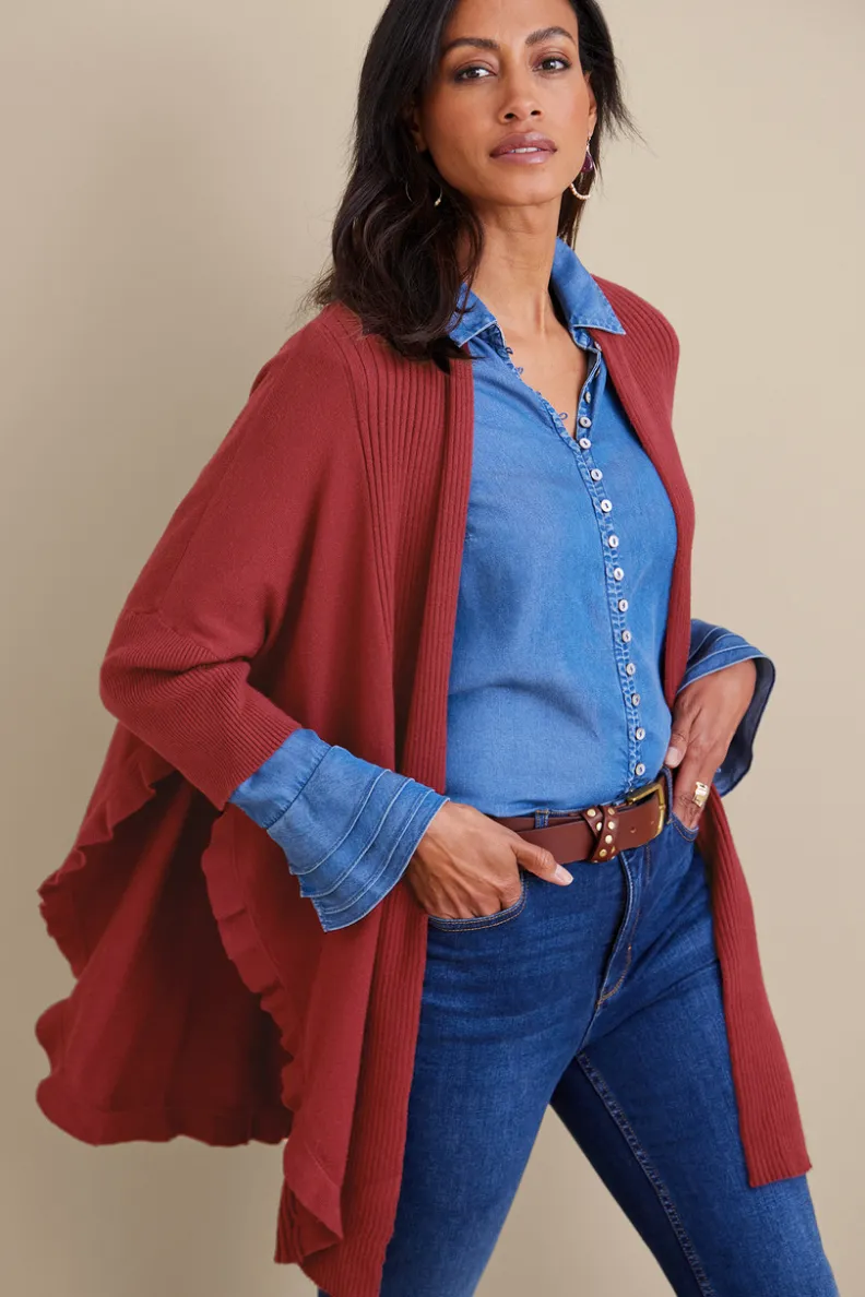 Soft Surroundings Draped Ruffle Cardigan| Tops|Toppers
