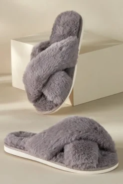 Soft Surroundings Dreama Faux Fur Cross Band Slippers| Shoes