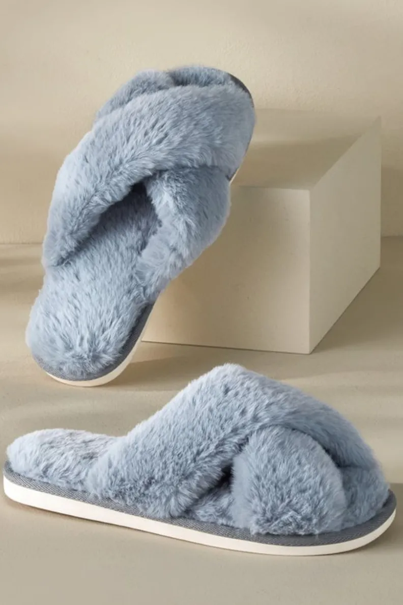 Soft Surroundings Dreama Faux Fur Cross Band Slippers| Shoes