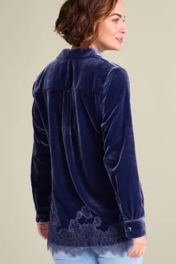 Soft Surroundings Eden Velvet and Lace Shirt| Tops
