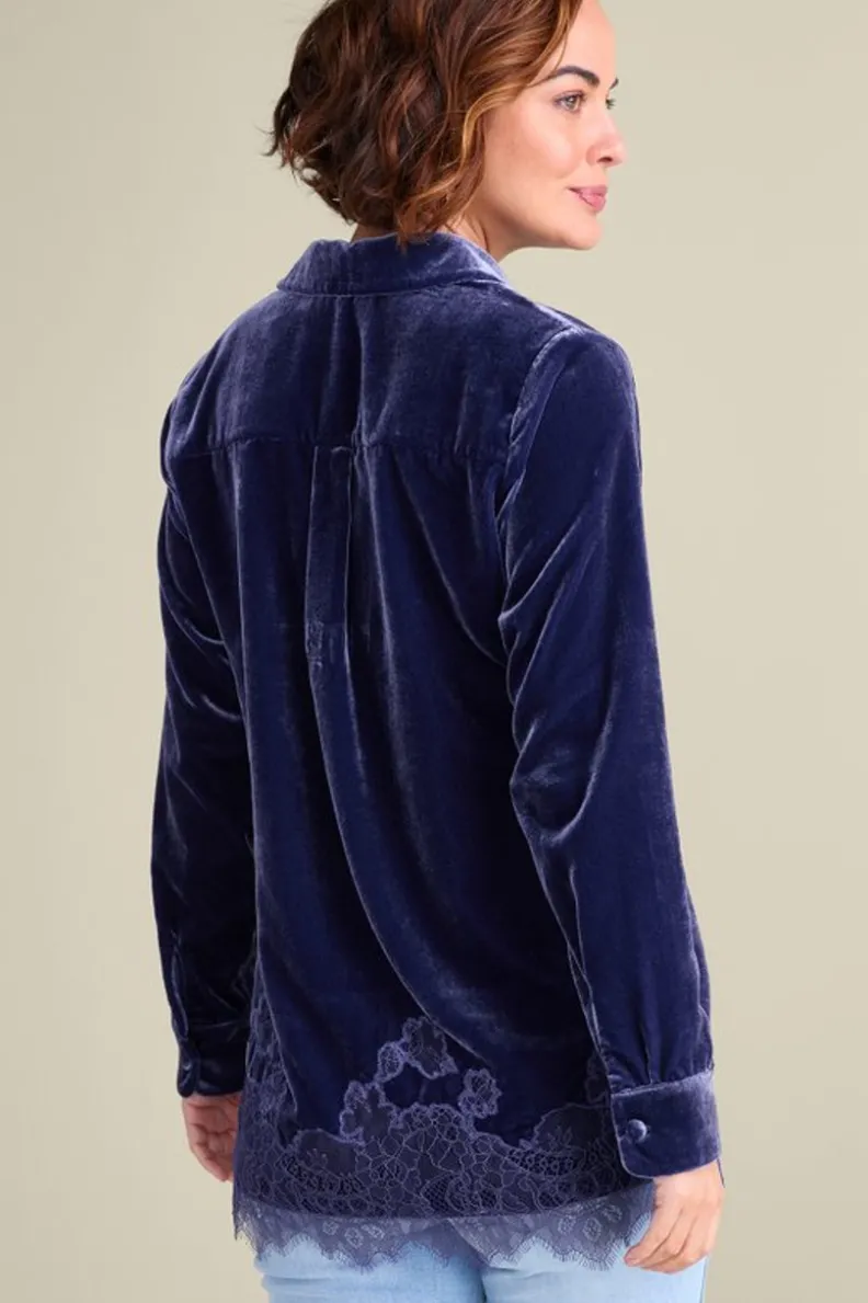 Soft Surroundings Eden Velvet and Lace Shirt| Tops