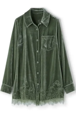 Soft Surroundings Eden Velvet and Lace Shirt| Tops