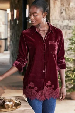 Soft Surroundings Eden Velvet and Lace Shirt| Tops