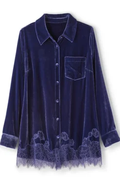 Soft Surroundings Eden Velvet and Lace Shirt| Tops