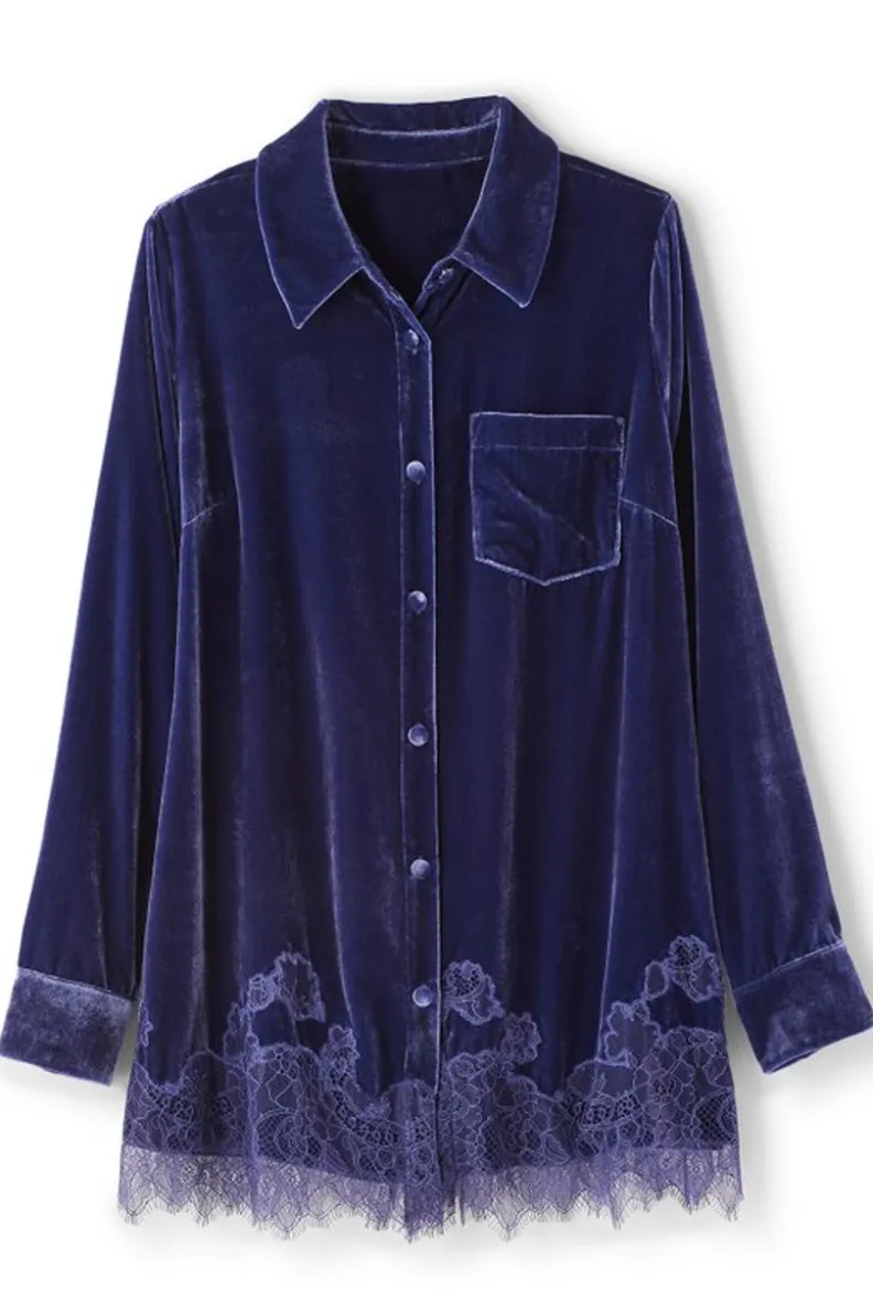 Soft Surroundings Eden Velvet and Lace Shirt| Tops