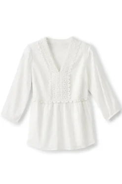 Soft Surroundings Elodie Windowpane Gauze Top| Tops