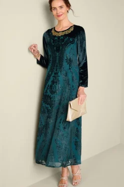 Soft Surroundings Emaline Velvet Burnout Maxi Dress| Dresses
