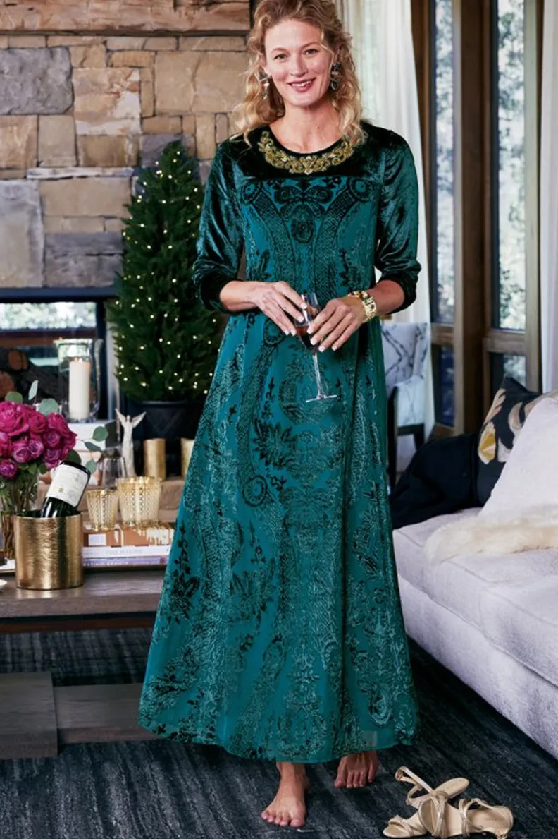 Soft Surroundings Emaline Velvet Burnout Maxi Dress| Dresses