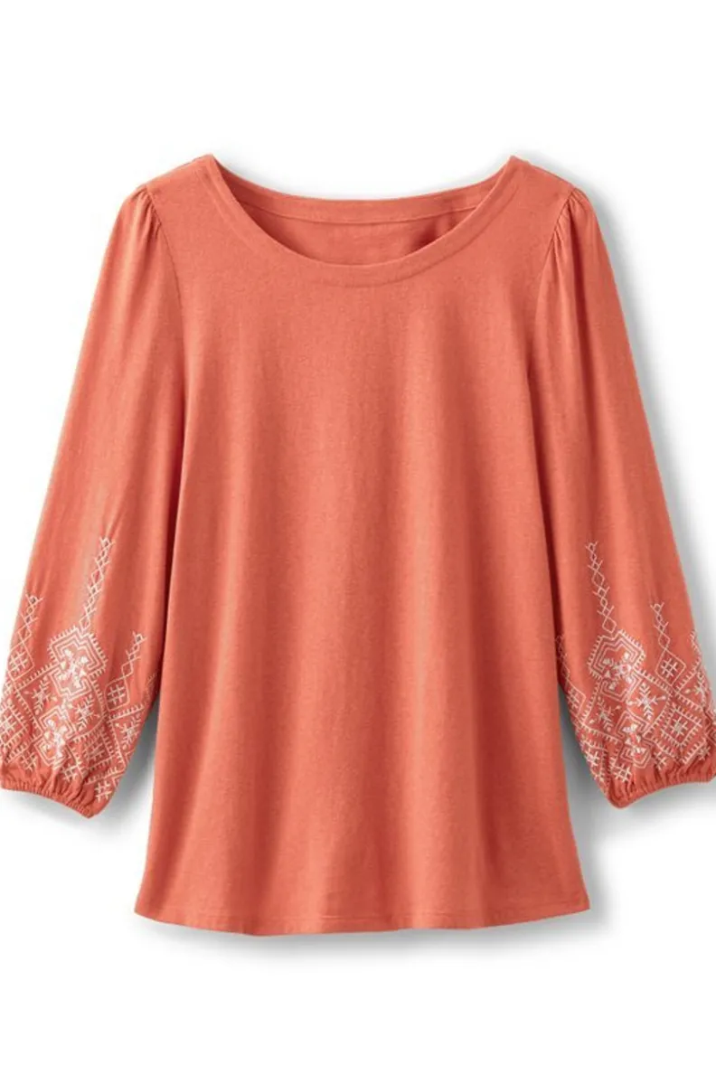 Soft Surroundings Embroidered Parisian Poet Top| Tops