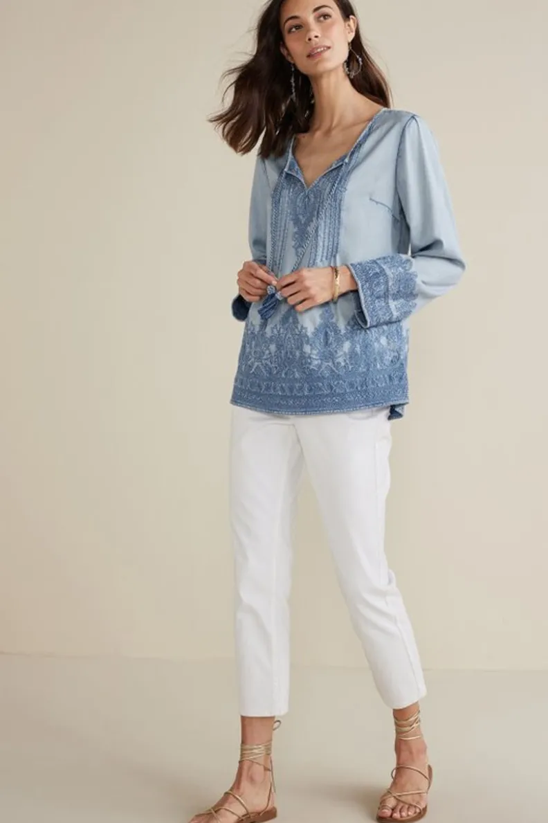 Soft Surroundings Emily Embroidered Tencel™ Top| Tops