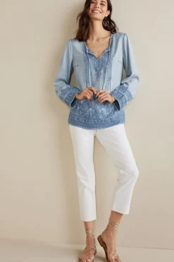 Soft Surroundings Emily Embroidered Tencel™ Top| Tops