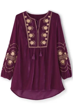 Soft Surroundings Evelyne Embroidered Velvet Tunic| Tops