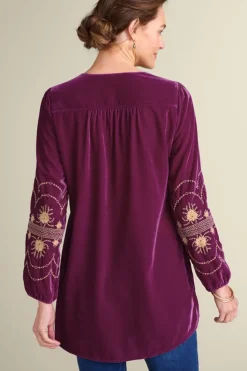 Soft Surroundings Evelyne Embroidered Velvet Tunic| Tops