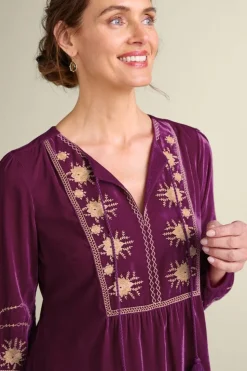 Soft Surroundings Evelyne Embroidered Velvet Tunic| Tops
