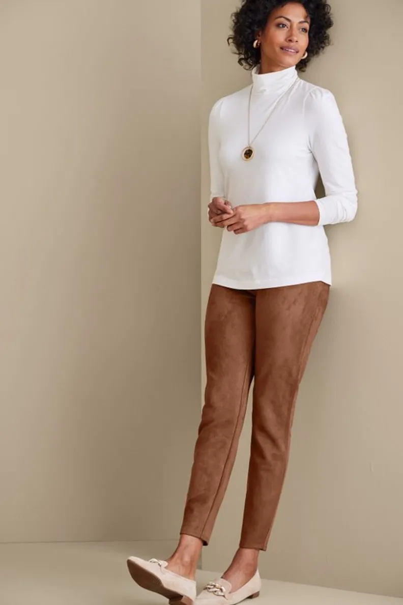 Soft Surroundings Faux Suede Pull-On Leggings| Pants|Leggings