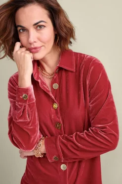 Soft Surroundings Filigree Velvet Boyfriend Shirt| Tops