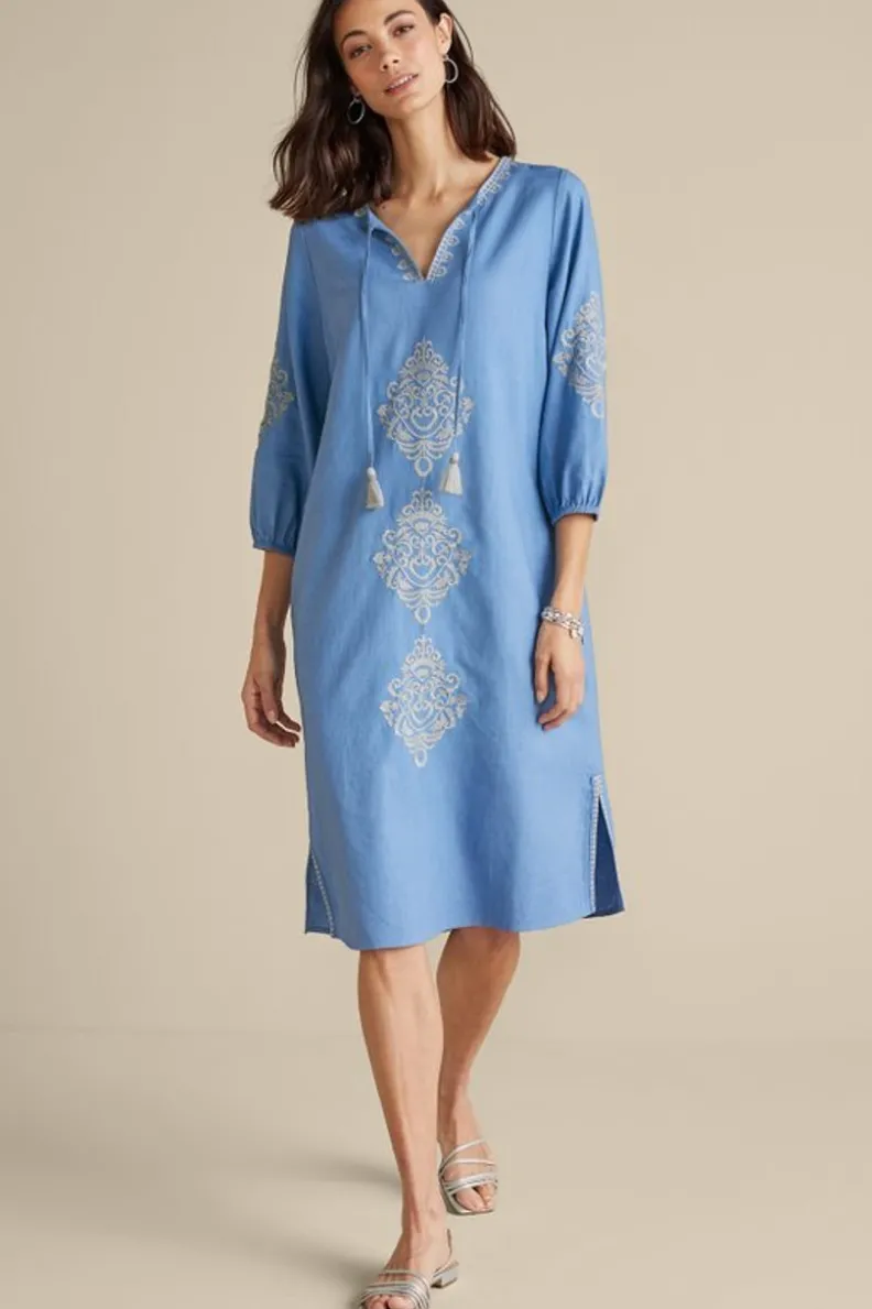 Soft Surroundings Hasana Linen Blend Midi Dress| Dresses