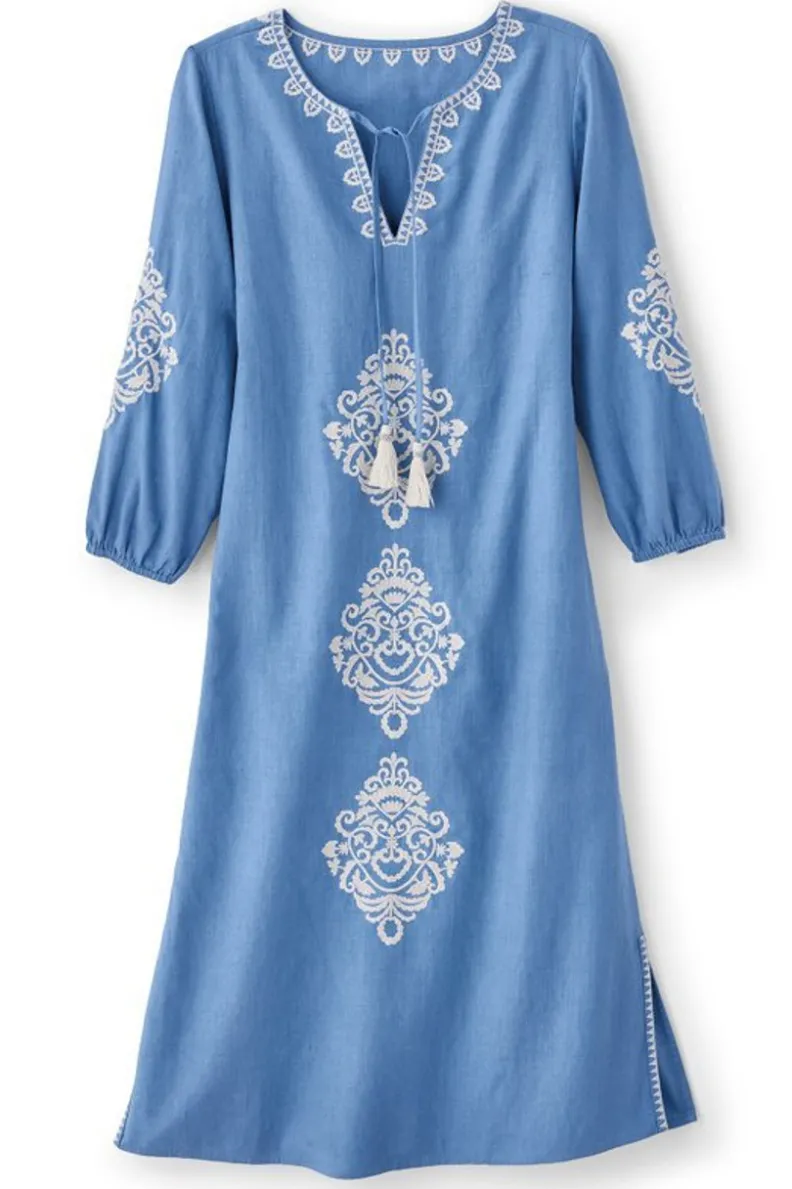 Soft Surroundings Hasana Linen Blend Midi Dress| Dresses