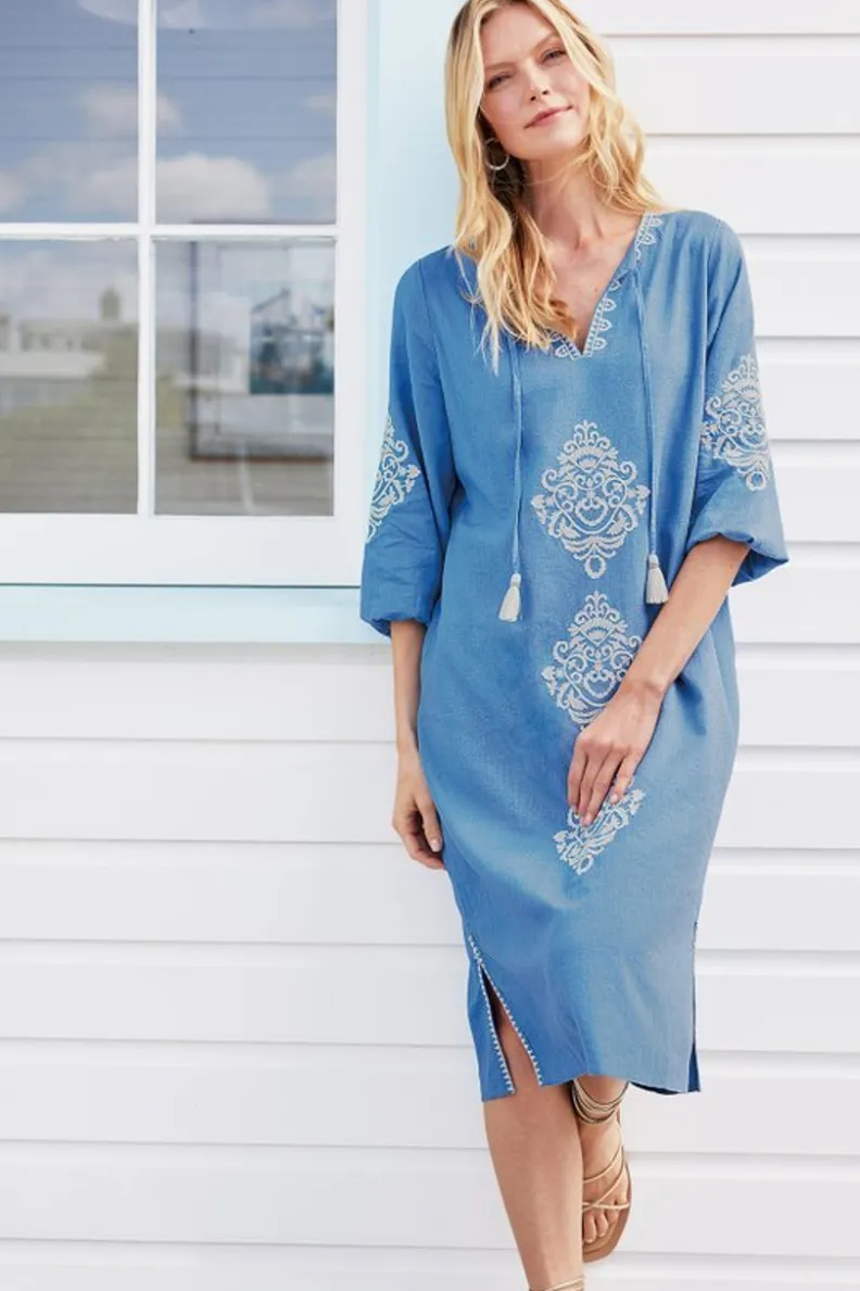 Soft Surroundings Hasana Linen Blend Midi Dress| Dresses
