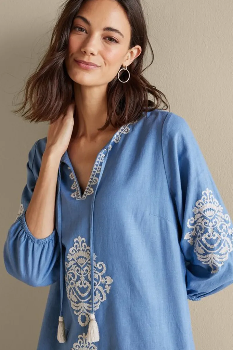 Soft Surroundings Hasana Linen Blend Midi Dress| Dresses
