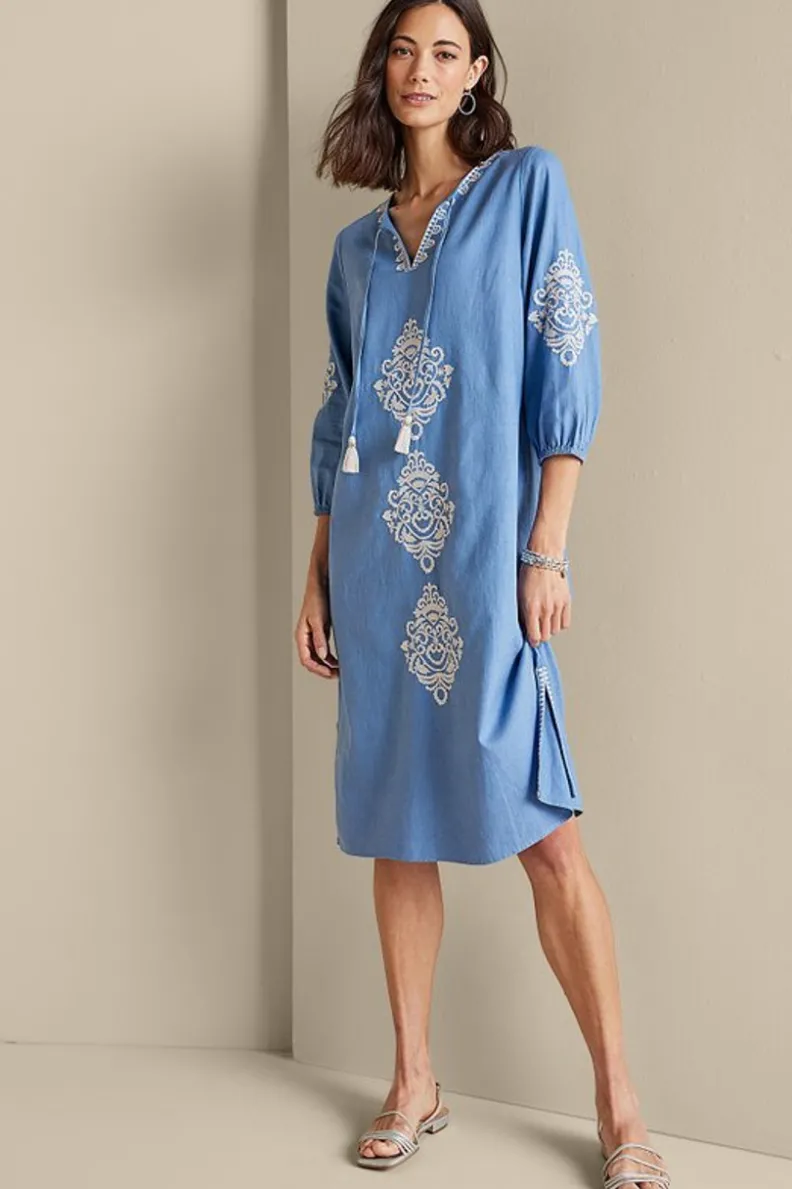 Soft Surroundings Hasana Linen Blend Midi Dress| Dresses