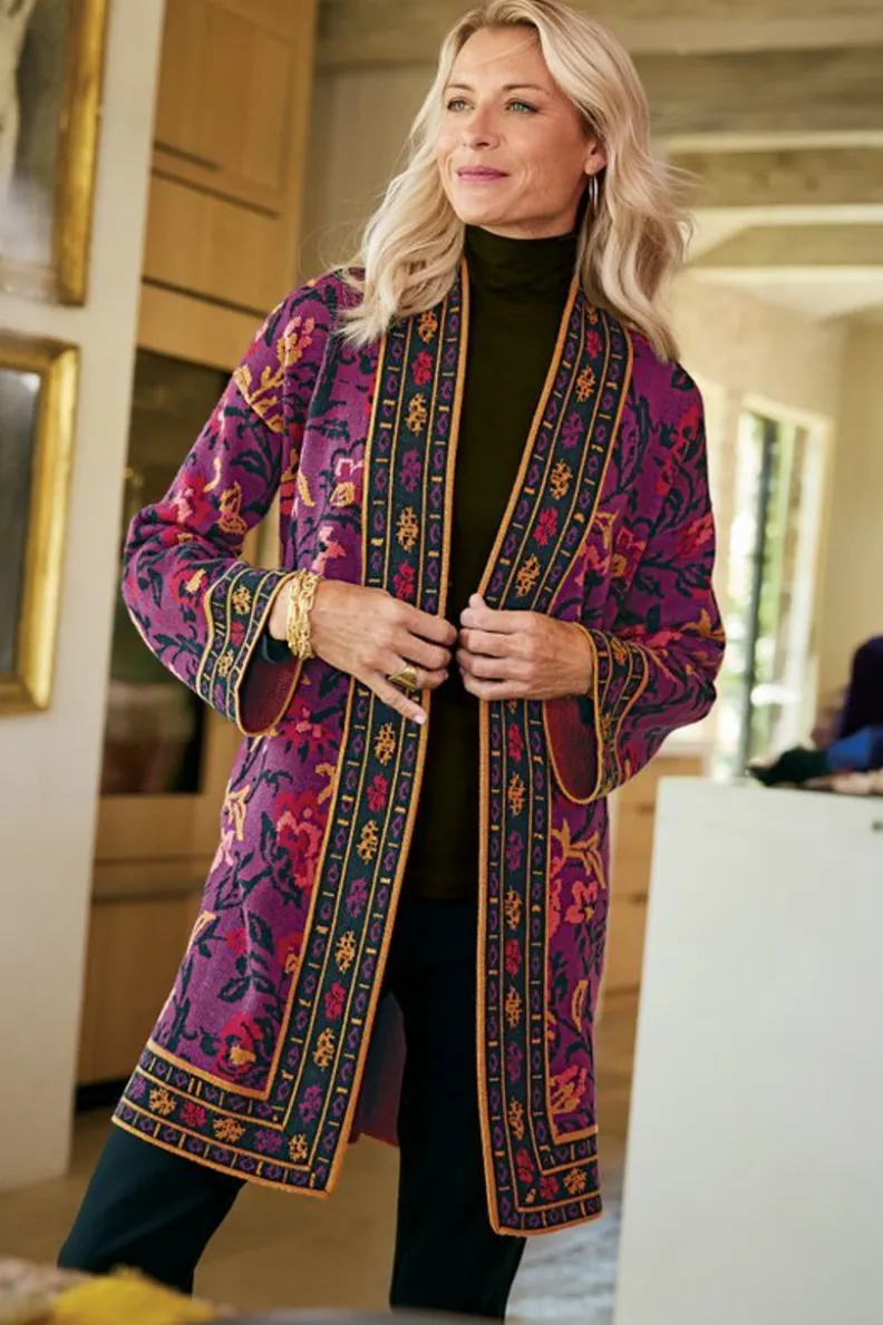 Soft Surroundings Haven Jacquard Cardigan| Tops|Sweaters & Cardigans