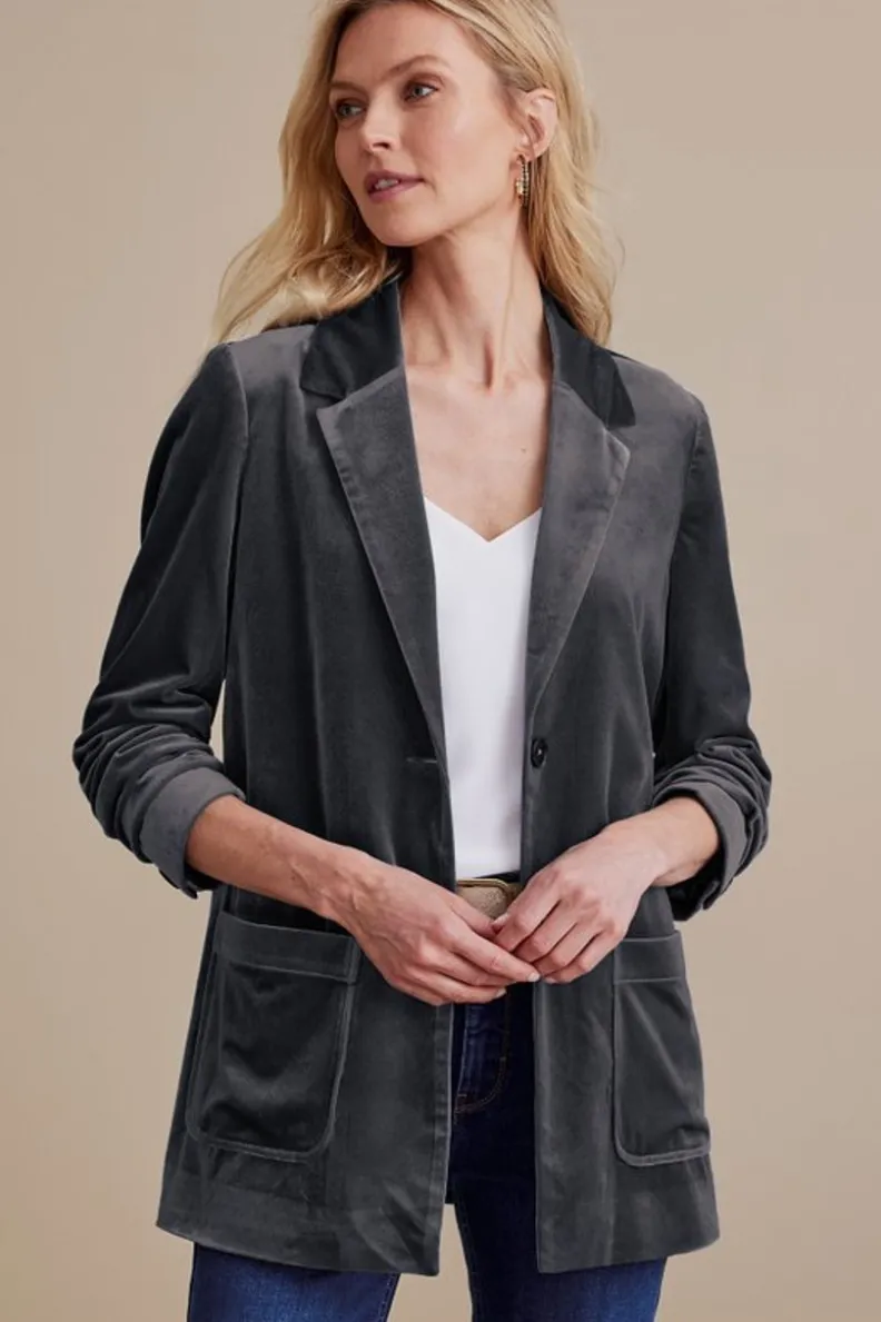Soft Surroundings Holly Velvet Blazer| Toppers|Jackets & Coats
