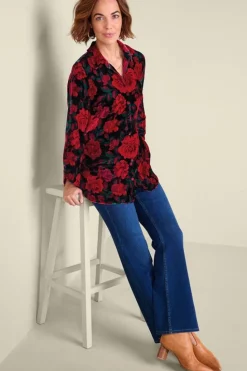 Soft Surroundings Icon Silk Velvet Poets Tunic Shirt| Tops