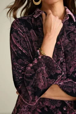 Soft Surroundings Icon Silk Velvet Poets Tunic Shirt| Tops