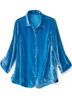 Soft Surroundings Icon Silk Velvet Poets Tunic Shirt| Tops