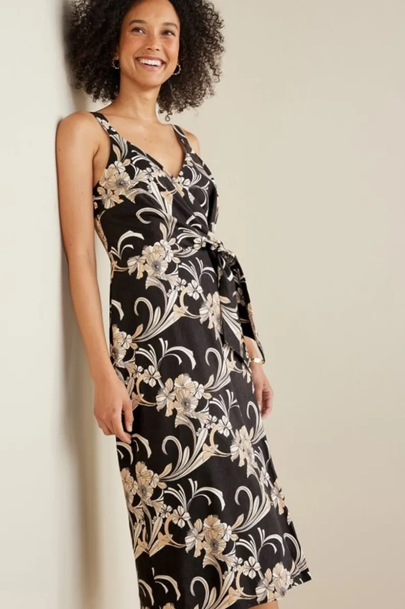 Soft Surroundings Isla Stretch Linen Midi Dress| Dresses