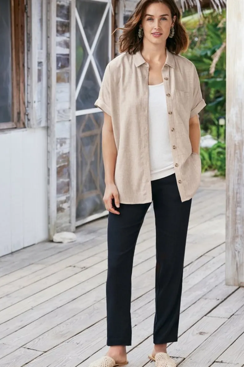 Soft Surroundings Isla Stretch Linen Slim Leg Pants| Pants