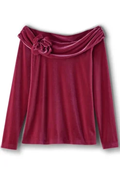 Soft Surroundings Jeanna Rosette Velvet Top| Tops
