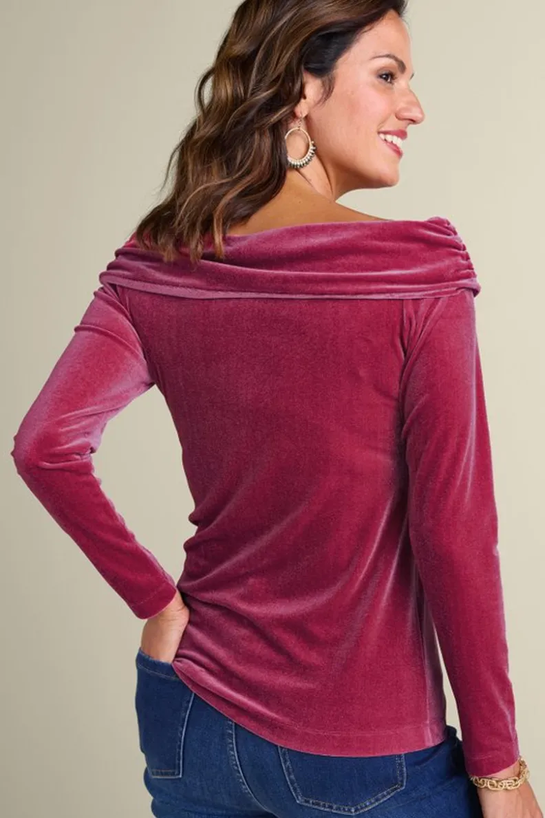 Soft Surroundings Jeanna Rosette Velvet Top| Tops