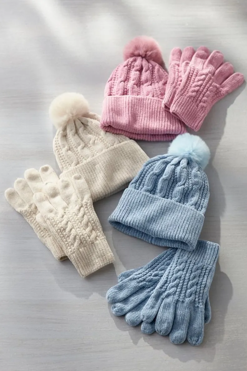 Soft Surroundings Jules Chenille Hat & Gloves Set| Hats