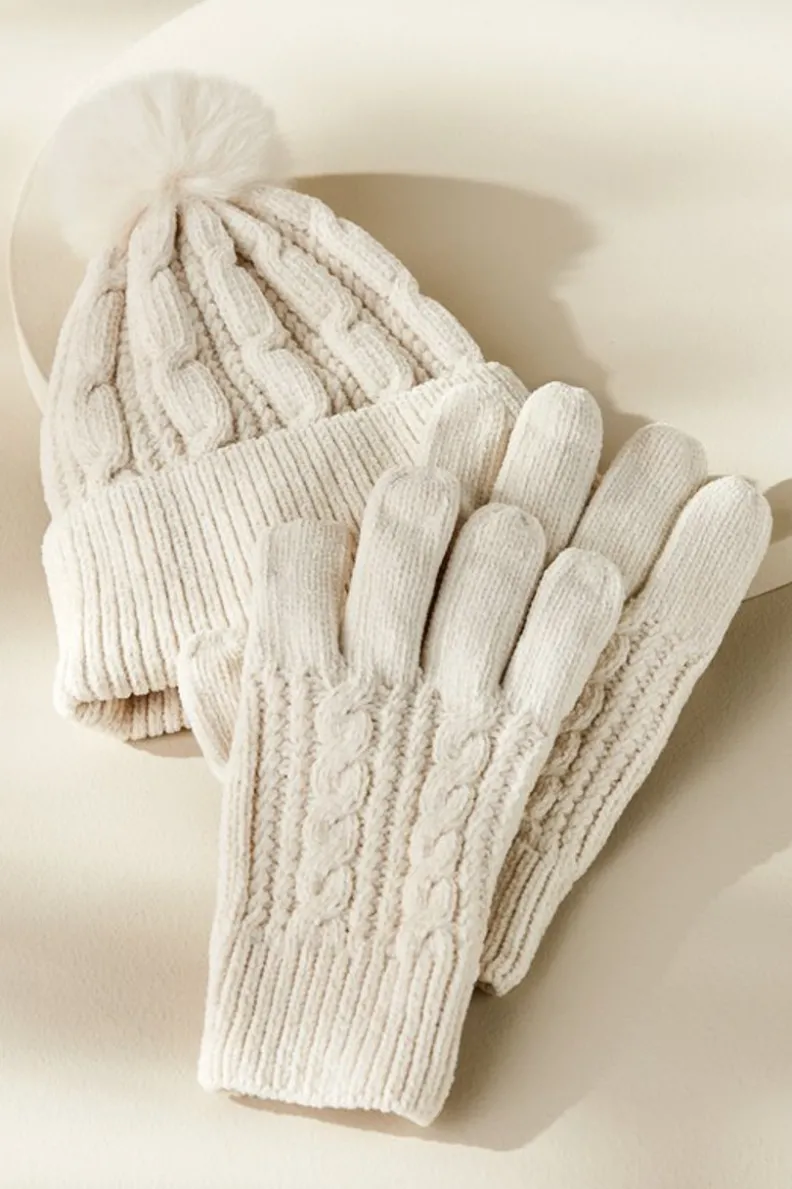 Soft Surroundings Jules Chenille Hat & Gloves Set| Hats