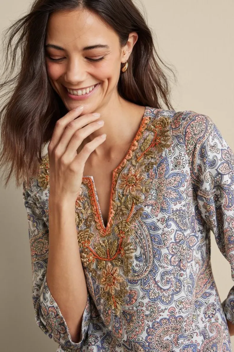 Soft Surroundings Kaimana Embellished Tunic| Tops|Tunics & Leggings