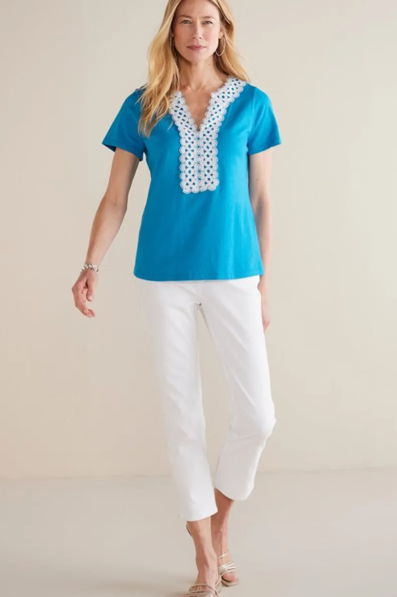 Soft Surroundings Kaitlyn Embellished Knit Tee| Tops