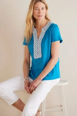 Soft Surroundings Kaitlyn Embellished Knit Tee| Tops