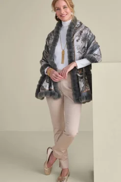Soft Surroundings Katya Faux Fur Trim Wrap Scarf| Scarves & Wraps