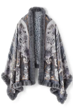 Soft Surroundings Katya Faux Fur Trim Wrap Scarf| Scarves & Wraps