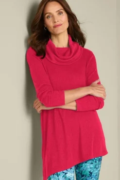 Soft Surroundings Kayla Rib Knit Cowl Neck Tunic| Tops