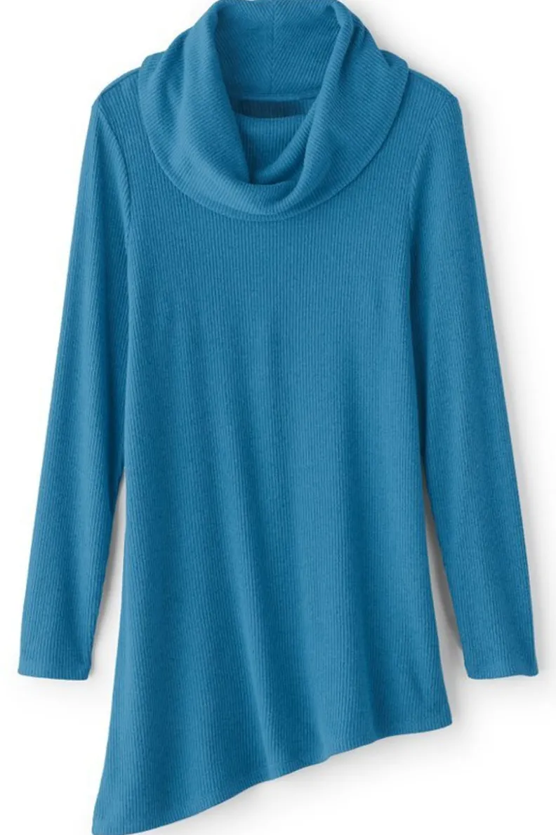 Soft Surroundings Kayla Rib Knit Cowl Neck Tunic| Tops