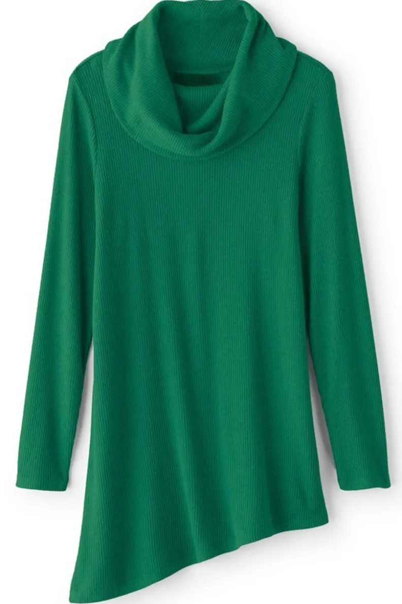 Soft Surroundings Kayla Rib Knit Cowl Neck Tunic| Tops