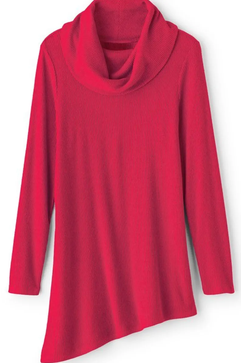 Soft Surroundings Kayla Rib Knit Cowl Neck Tunic| Tops