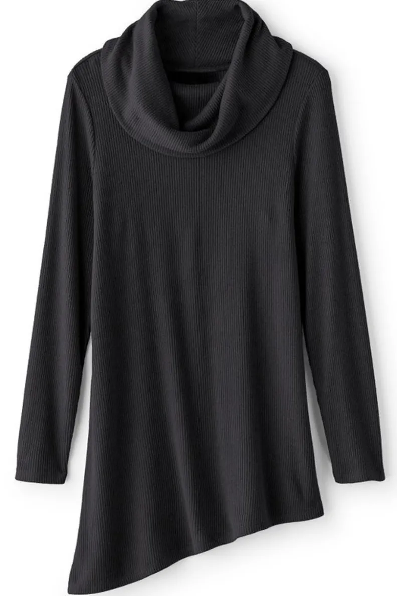 Soft Surroundings Kayla Rib Knit Cowl Neck Tunic| Tops
