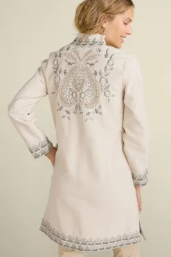 Soft Surroundings Kerala Embellished Natural Jacket| Toppers|Jackets & Coats